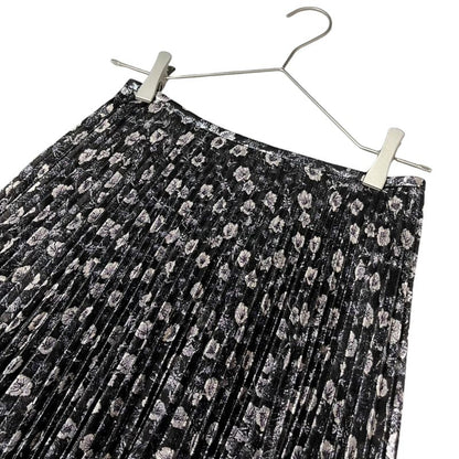 Prada 18ss Lame Pleated Jacquard Skirt P166n 36(about S) Black×silver