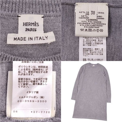 Hermes Knit 20AW Dress Sweater Long Sleeve Total Top Women 38(M Equivalent) Gray
