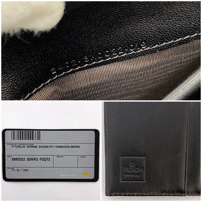 Fendi Bifold Wallet Khaki Brown Zucca 8m0022 Excellent Condition