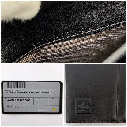 Fendi Bifold Wallet Khaki Brown Zucca 8m0022 Excellent Condition