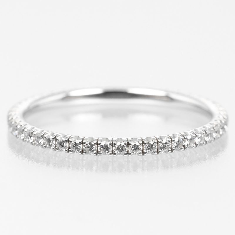 Cartier Etancel Full Eternity 18kwhite Gold With Diamonds #7.5 Ladies 1.1g Ring