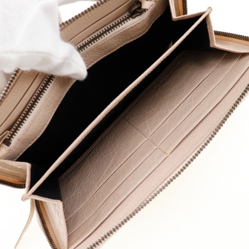 Balenciaga Classic Continental 253036 Calf Beige Pink Ladies Long Wallet