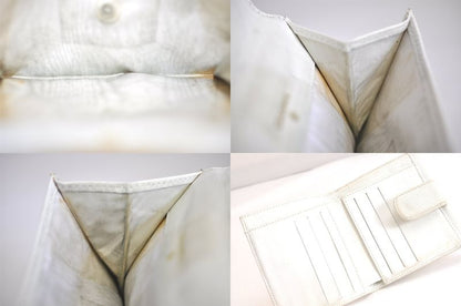 Chanel Calfskin Folding Wallet CC Logo White 2821n