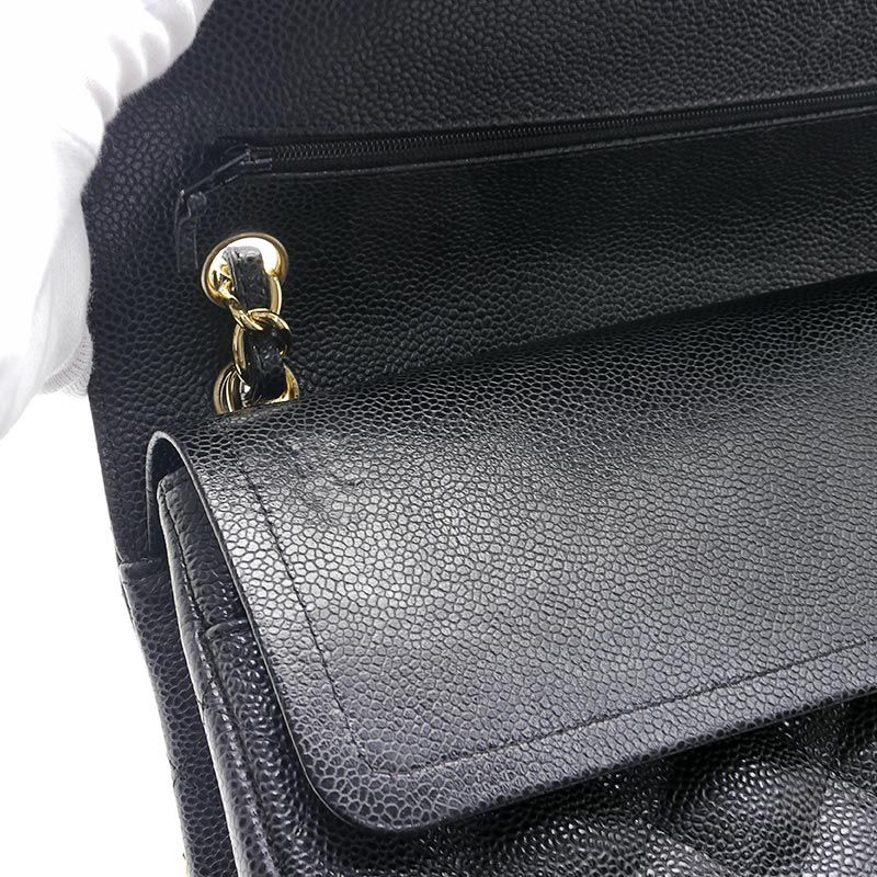 Chanel Matelasse 30 Chain Shoulder Bag In Black Caviar Skin