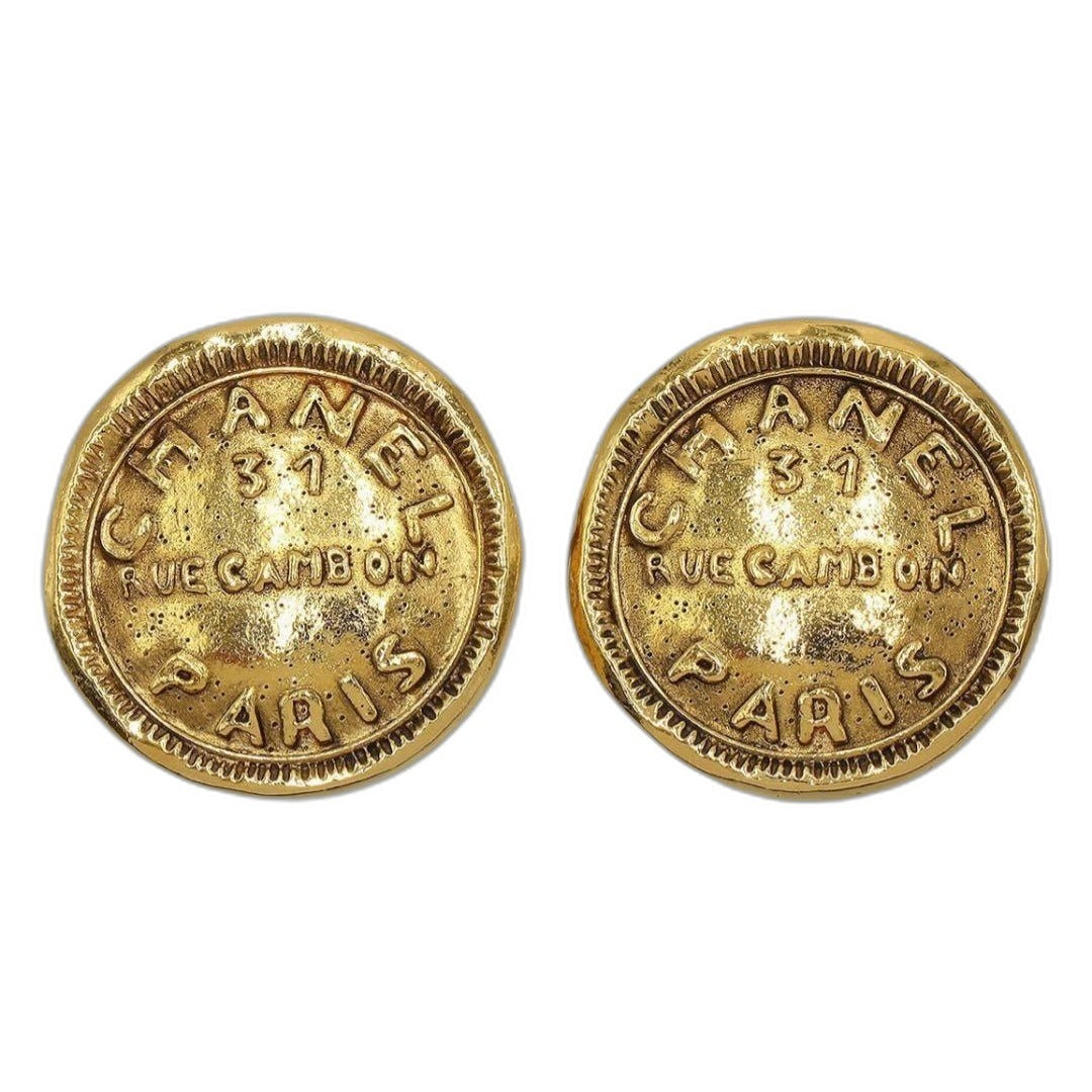 Chanel Logo Round Earrings