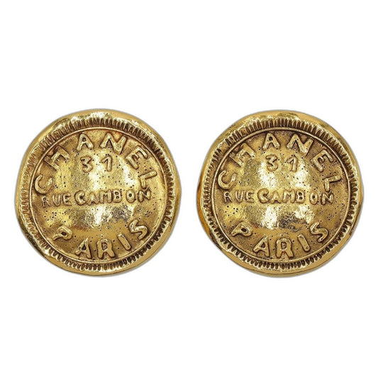 Chanel Logo Round Earrings