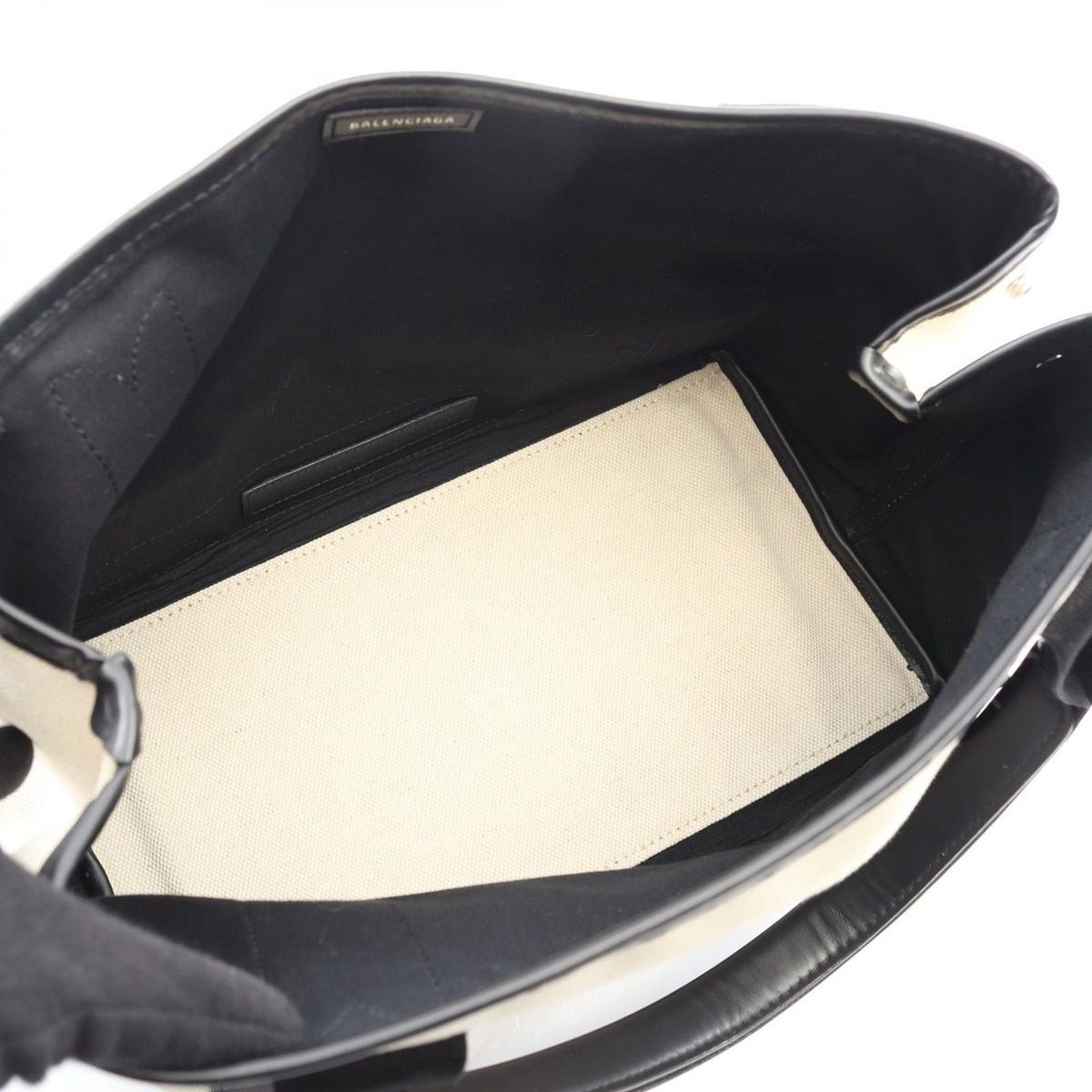 Balenciaga Tote Navy Cabas S Natural Black Canvas Leather — view 3