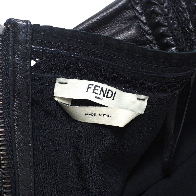 Fendi Dress Size 38 Sheepskin Lamb Leather Bare Top Dress Made In Italy