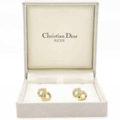 [dior] Christian Dior CD Logo Gold Plated And Rhinestone Ladies 5.0g Earring