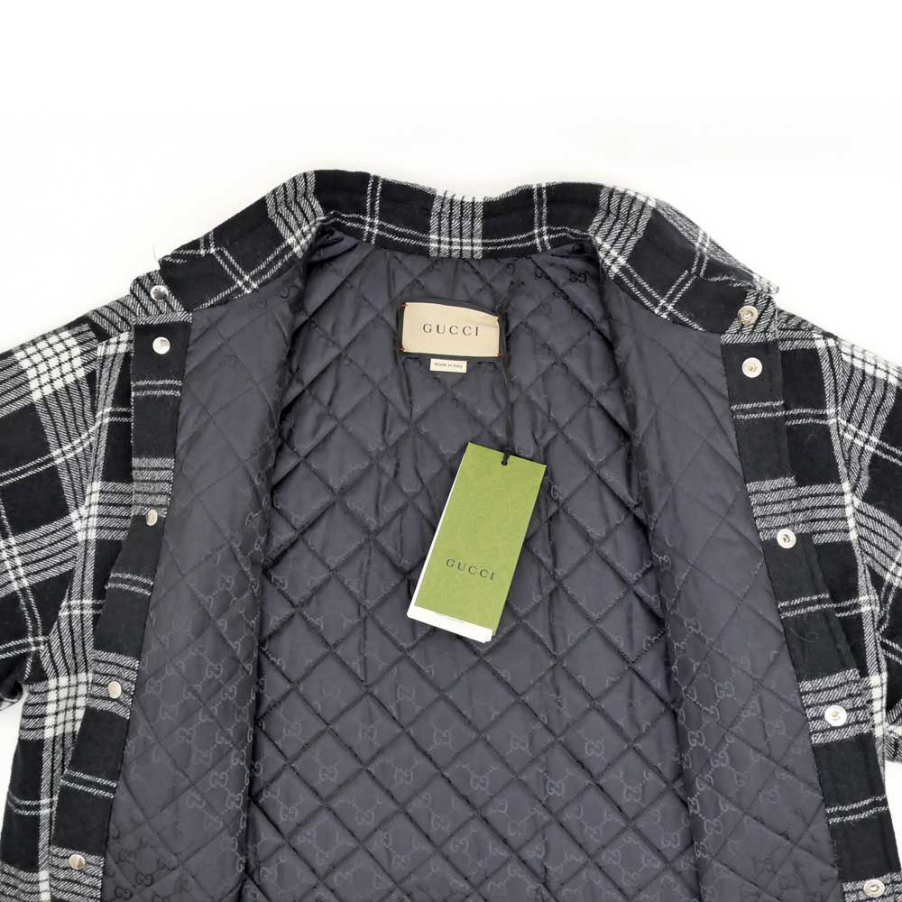 Gucci Button Down Wool Coat 40 Size Black White Women's Clothes