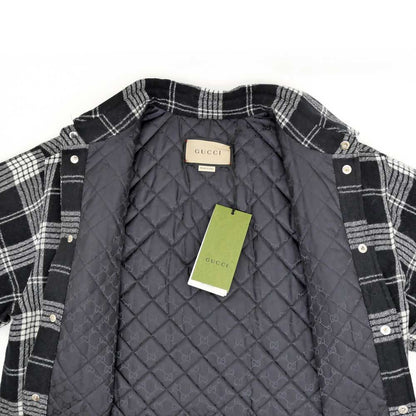 Gucci Button Down Wool Coat 40 Size Black White Women's Clothes