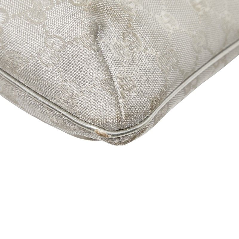 Gucci GG Canvas Sherry Line Crossbody Shoulder Bag 189749 Silver Canvas Leather