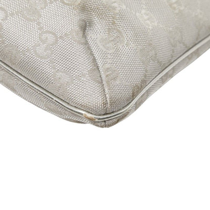 Gucci GG Canvas Sherry Line Crossbody Shoulder Bag 189749 Silver Canvas Leather