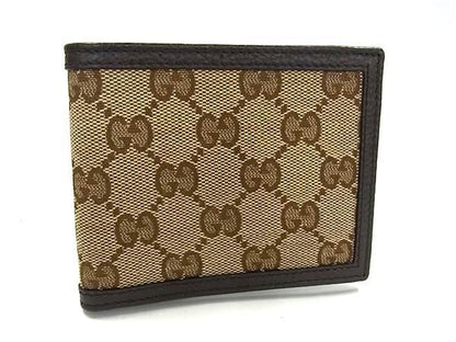 Gucci 260987 GG Canvas And Leather Bifold Wallet Billfold Coin Purse