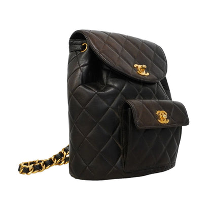 Chanel Backpack Quilted Lambskin Black Gold — view 2