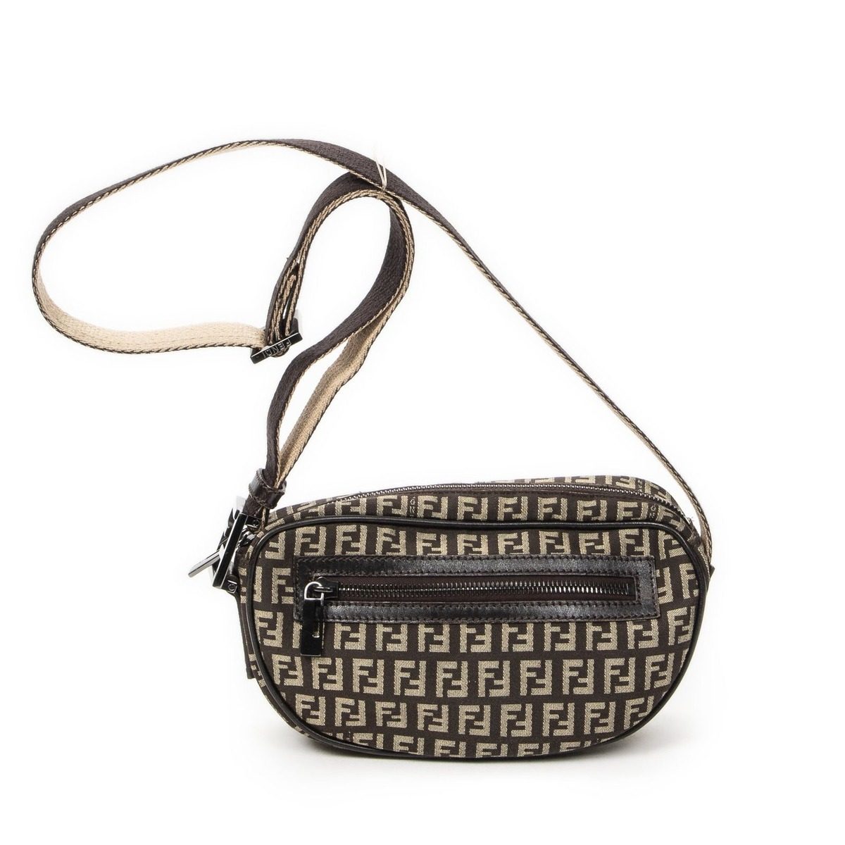 Fendi Sam Crossbody Brown Zucchino Canvas