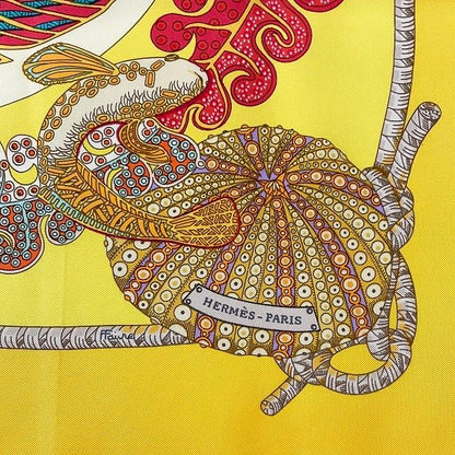 Hermes Scarf Carré 90 Yellow Orange Grands Fonds