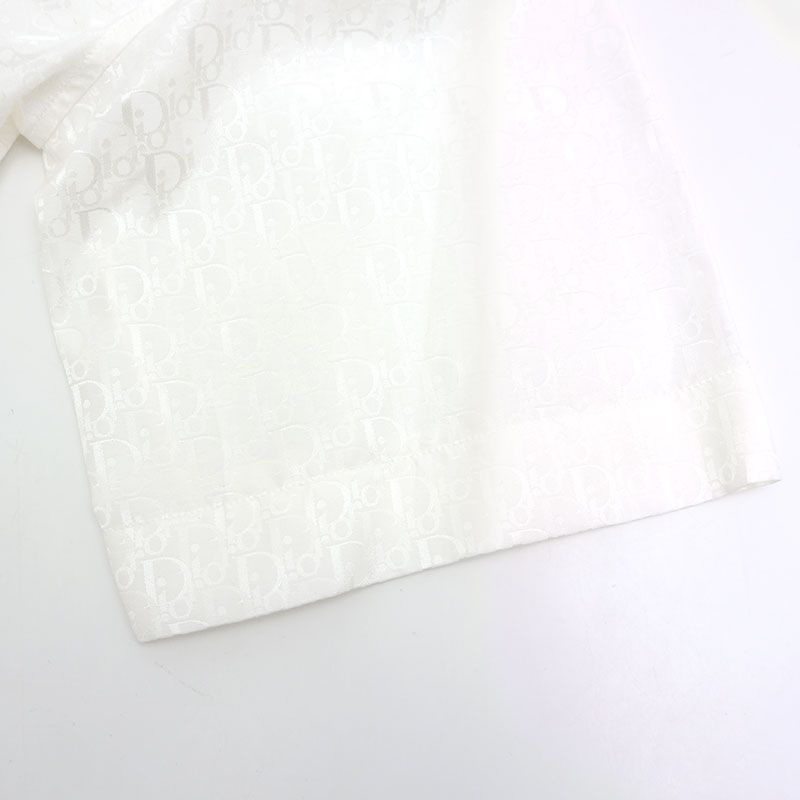 Dior Oblique Short Sleeve Shirt Size 38 White Silk Cotton