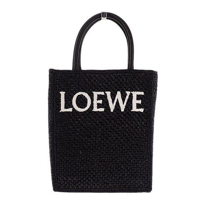 Loewe Standard Tote 2-Way Raffia Leather Black Gold Travel