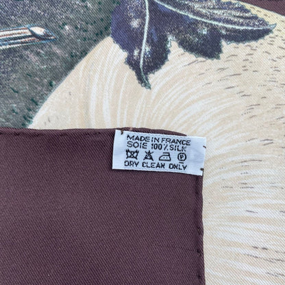 Hermes Scarf Silk Carre 90 Citrouilles ET Coloquintes Pumpkin and Colocint Brown — view 9