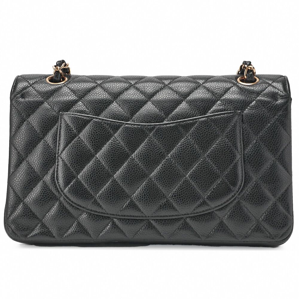 Chanel Chain Shoulder Bag Matelasse Double Flap 25 Caviar Skin Black (gold