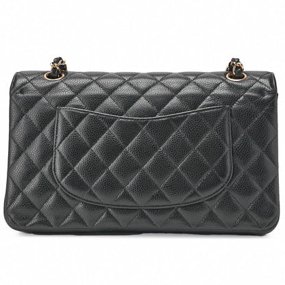 Chanel Chain Shoulder Bag Matelasse Double Flap 25 Caviar Skin Black (gold