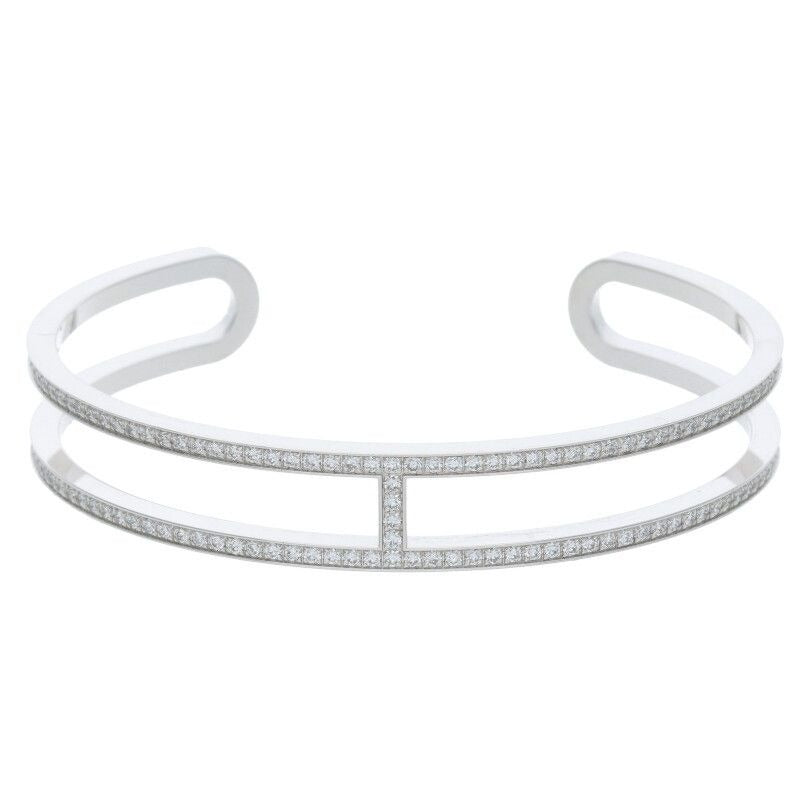 Hermes Ever Chaine D'ancre 18K White Gold Full Diamond Bracelet