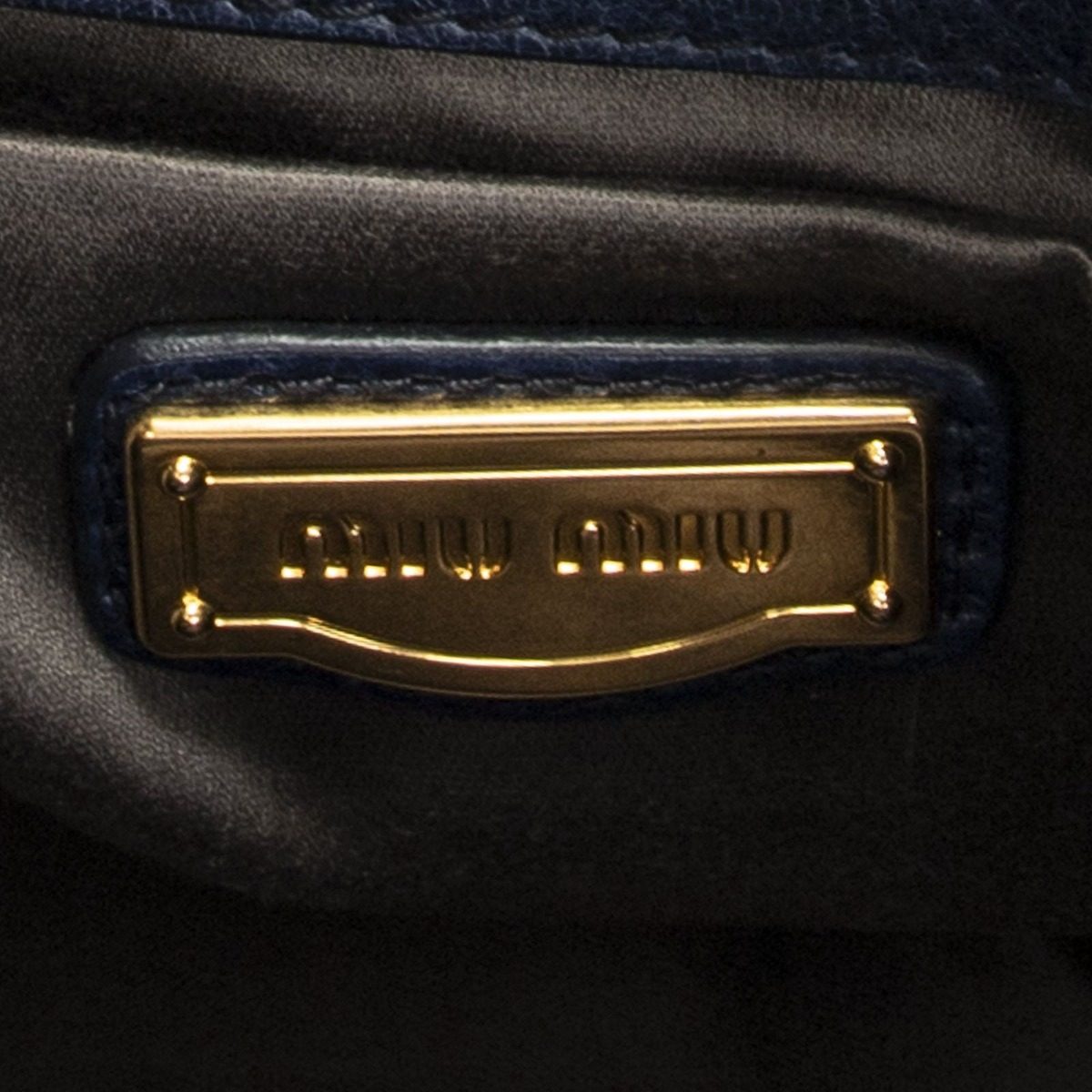 Miu Miu Miu Way Handbag Navy Matelasse Leather — view 10