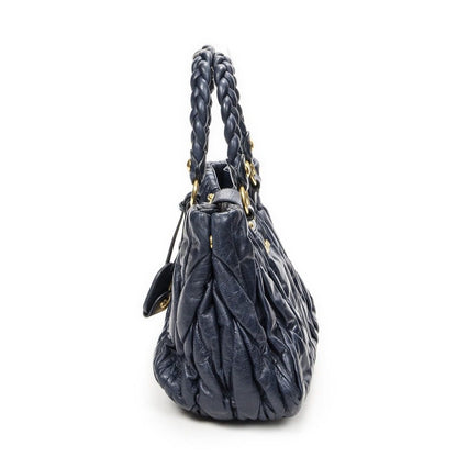 Miu Miu Miu Way Handbag Navy Matelasse Leather — view 3