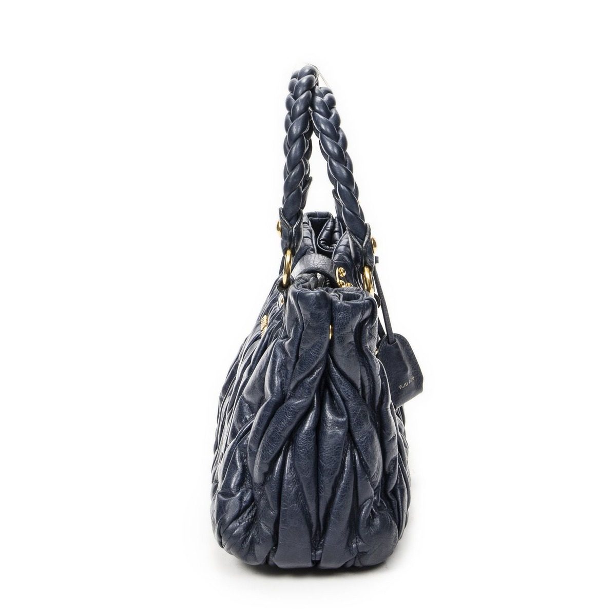 Miu Miu Miu Way Handbag Navy Matelasse Leather — view 4