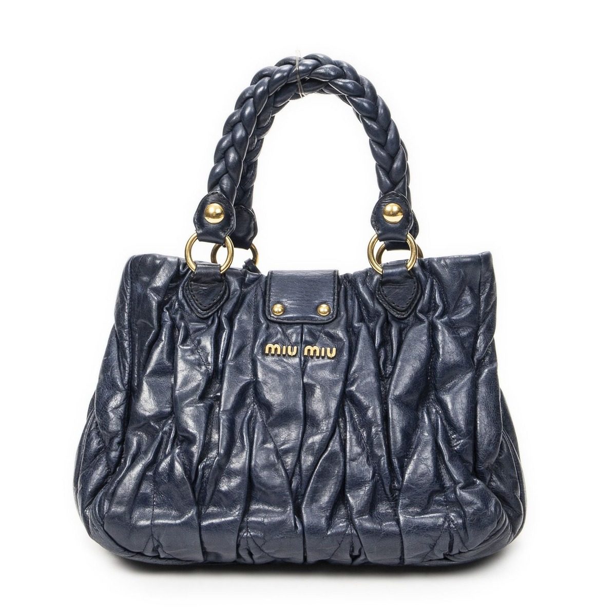 Miu Miu Miu Way Handbag Navy Matelasse Leather — view 5