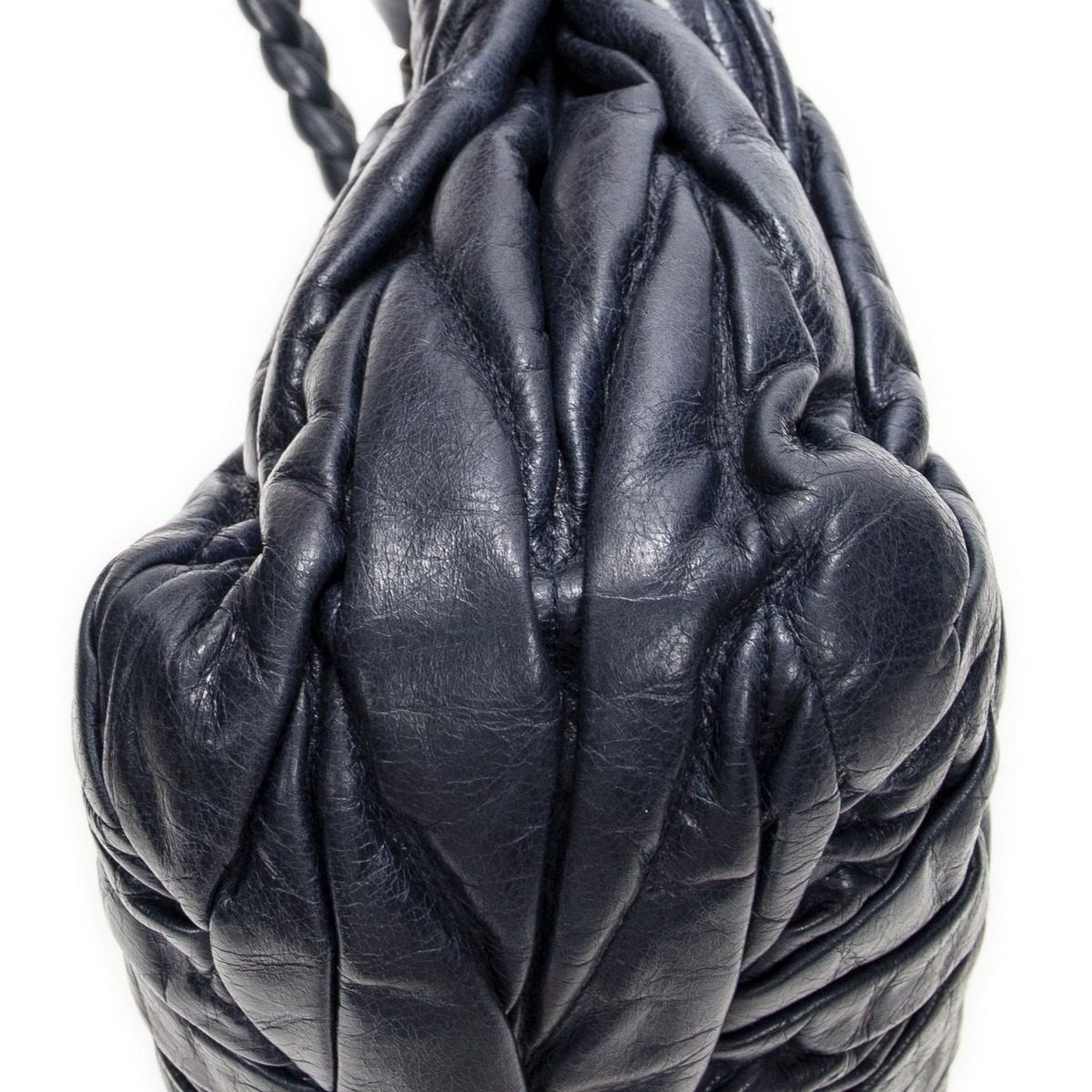 Miu Miu Miu Way Handbag Navy Matelasse Leather — view 7