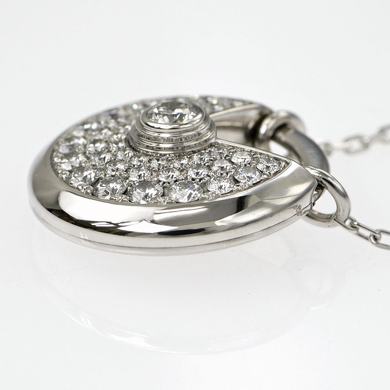 Cartier Necklace Amulet De Cartier 750wg 18K White Gold Diamond Jewelry-
