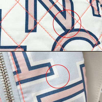 Chanel Logo Design Backpack Matelasse Neon Stitching White And Blue