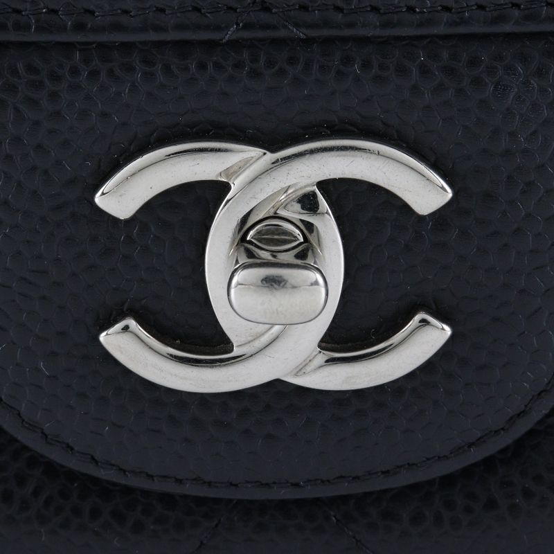 Chanel Deca Matelasse 30 Chain Shoulder Double Flap A58600 Caviar Skin Black