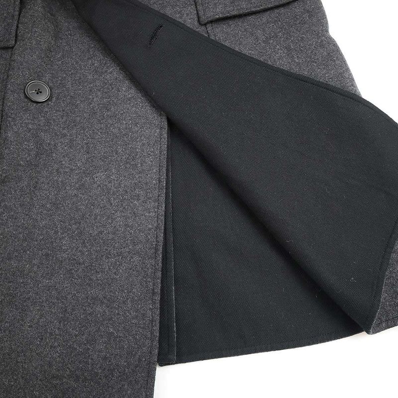 Hermes 12aw Wool Flannel Double Long Coat Pt93dba Gray 48