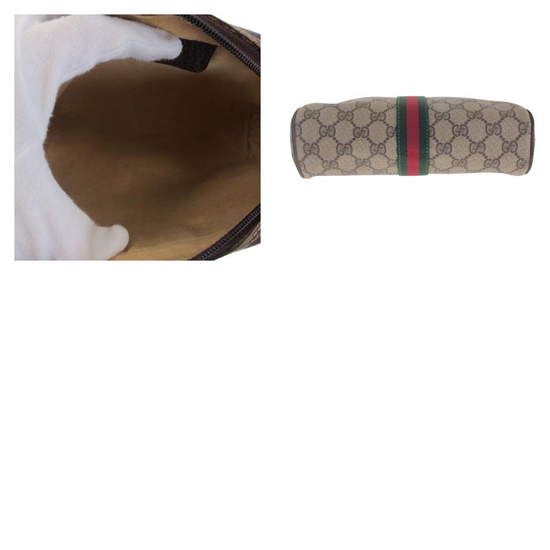 Gucci Vintage Sherry Line Old Gucci Beige Gold Hardware GG Supreme Canvas/leathe