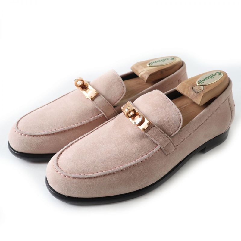 Unused 21aw Hermes Destin Women's Kelly Buckle Suede Leather Moccasins/loafers