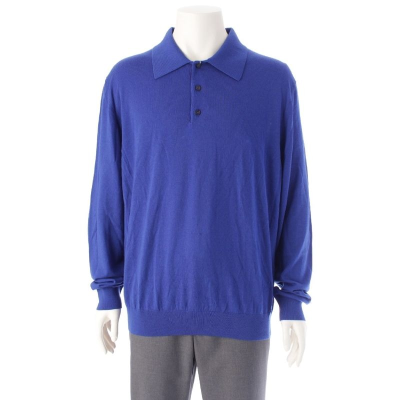Loewe Wool Anagram Embroidered Logo Long Sleeve Knit Polo Shirt Top co