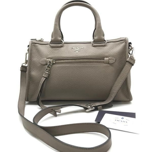 Prada Leather 2-Way Bag Gray