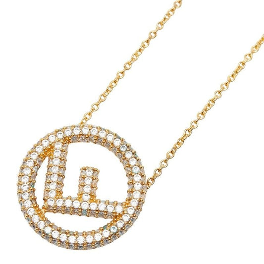 Fendi IS Necklace Gold Plated Line Stone