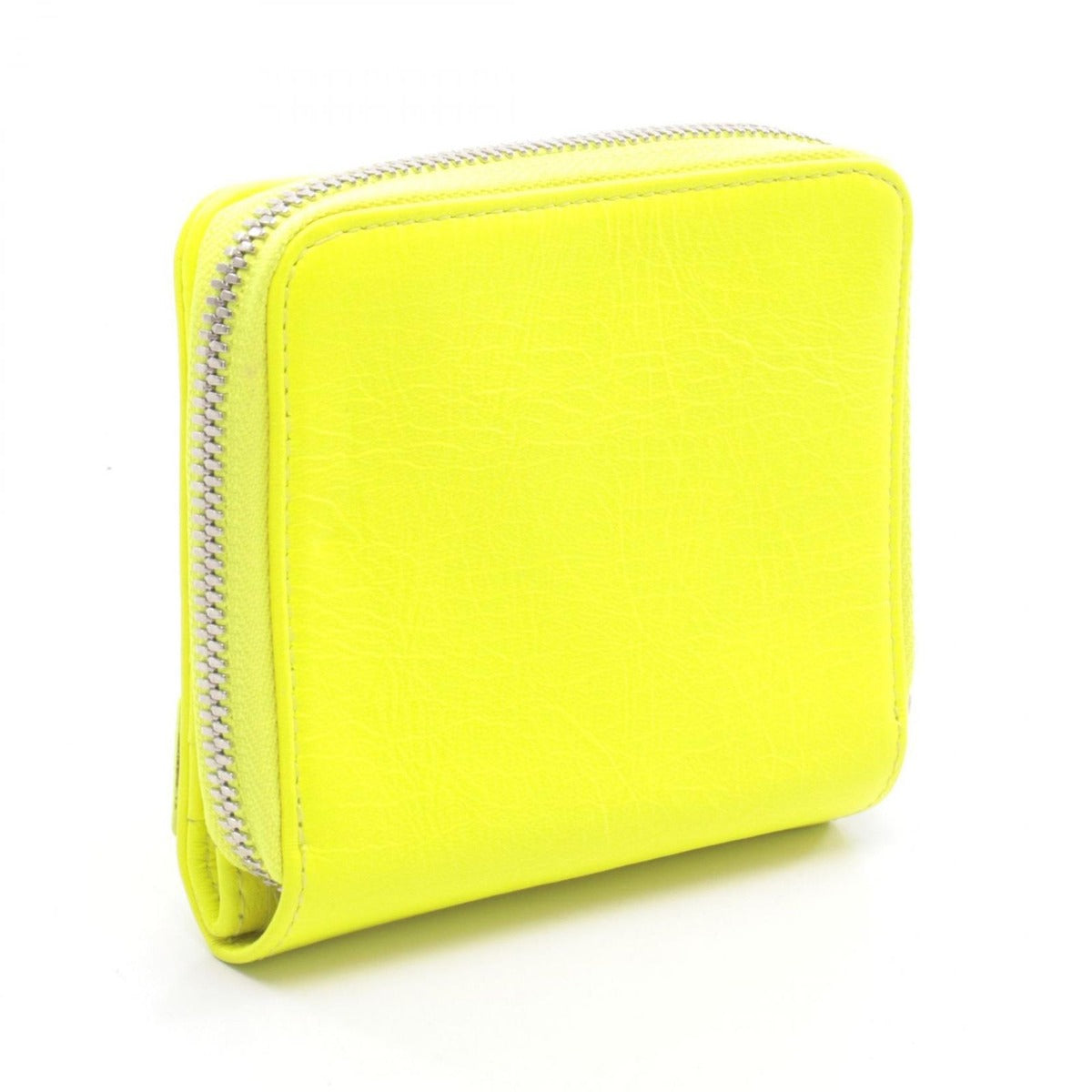Balenciaga Round Wallet Classic Billfold Zip Neon Yellow Leather — view 2