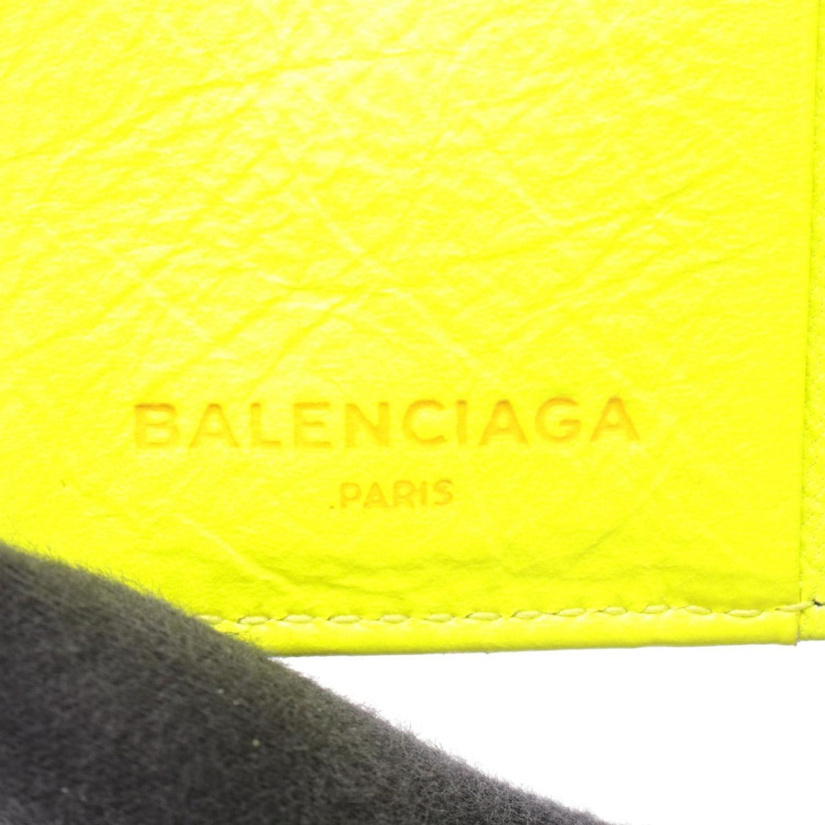 Balenciaga Round Wallet Classic Billfold Zip Neon Yellow Leather — view 5