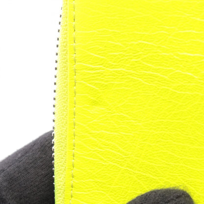 Balenciaga Round Wallet Classic Billfold Zip Neon Yellow Leather — view 6