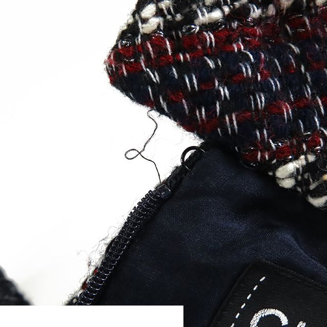 Chanel Jacket Docking Dress Navy Red White Silk 38 — view 6