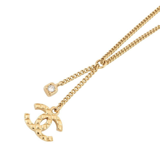 Chanel Necklace CC Logo Line Stone