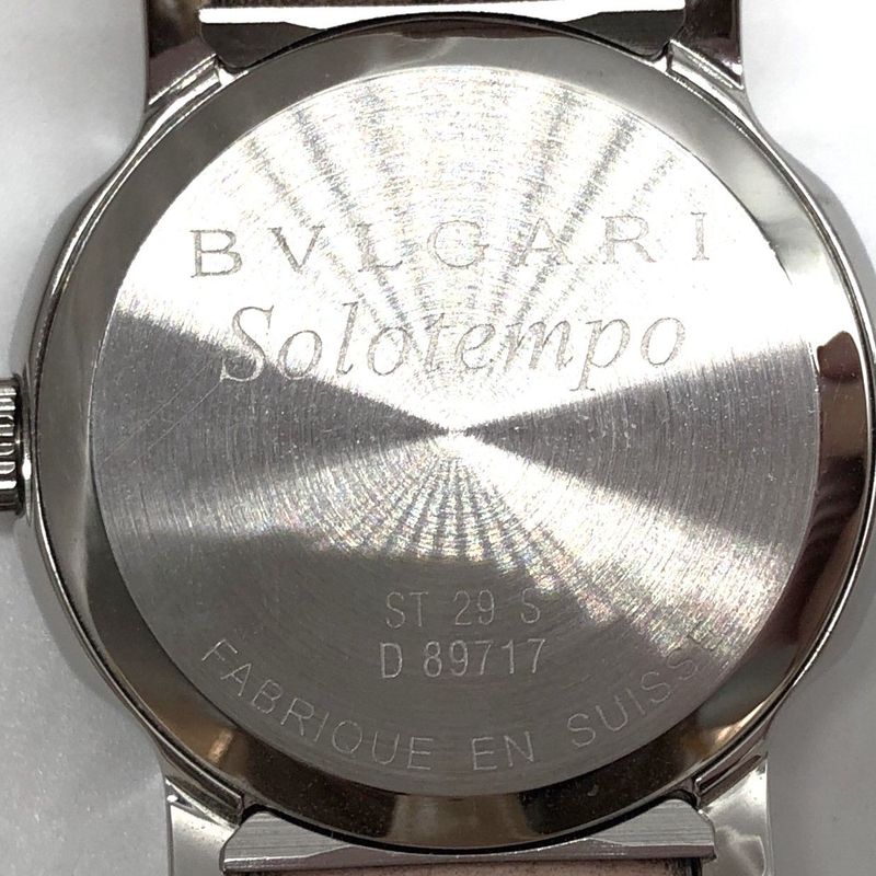 Bvlgari Solo Tempo St29s Quartz Date Pink Dial Leather Ladies Watch Stuck Junk