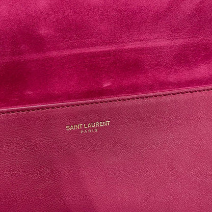 Saint Laurent Wyline Clutch Bag Magenta Pink Leather