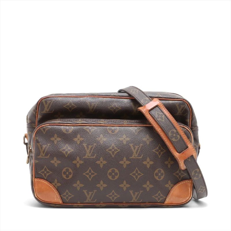 Louis Vuitton Monogram M45244 Leather Shoulder Bag Crossbody Brown Tote Women's