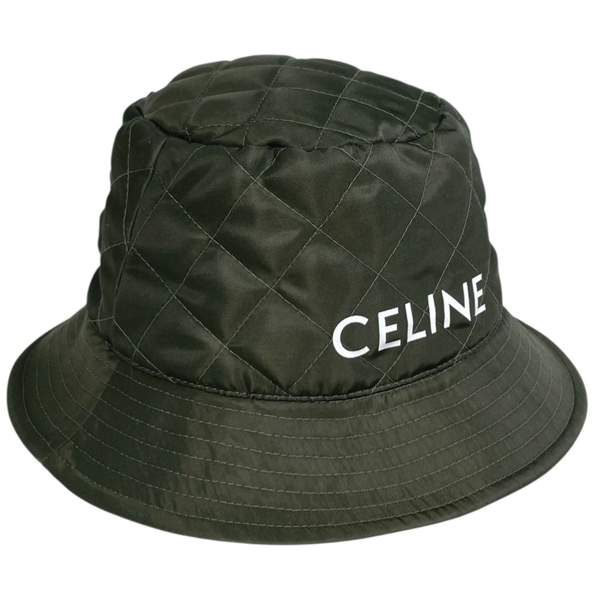 Celine Logo Bucket Hat Khaki Nylon Green